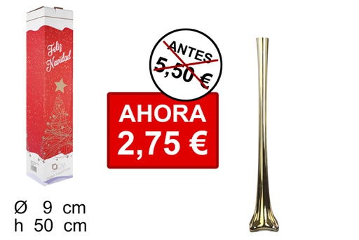 [100187] Florero cristal Navidad cuadrado oro 50 cm