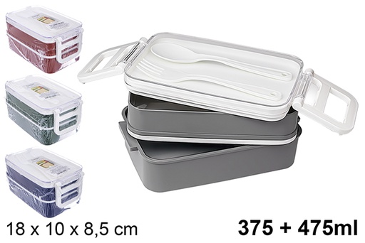 [123465] Boîte à lunch avec compartiments de couleurs assorties