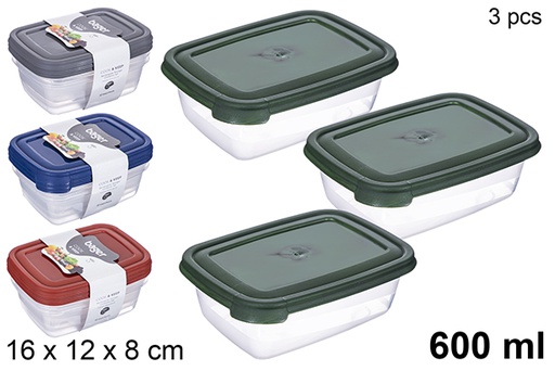 [123469] Set de 3 fiambreras rectangular 600ml