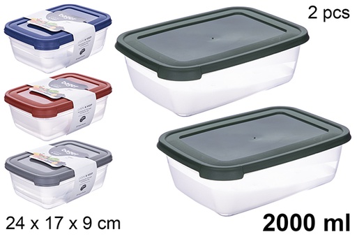 [123471] Set of 2 rectangular lunch boxes – 2000ml 