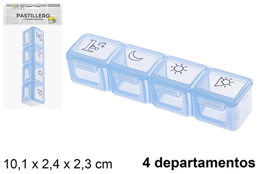 [123477] Daily 4-compartment plastic pillbox 10.1x2.4x2.3cm