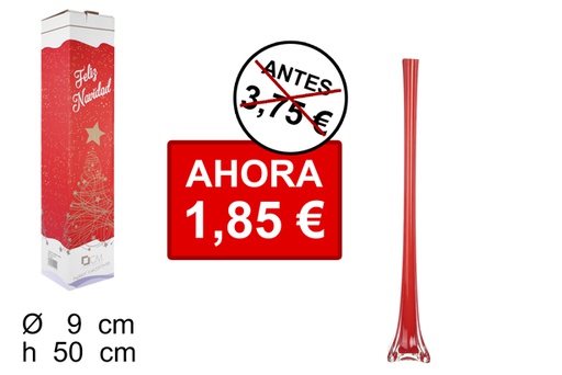 [100194] Florero cristal Navidad cuadrado rojo 50 cm