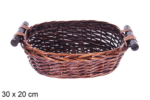 [123577] Panier ovale en acajou Vinalma 30x20 cm