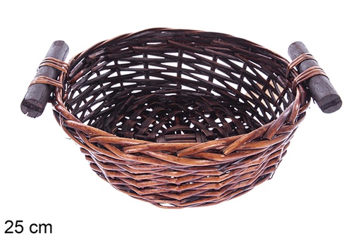 [123579] Panier rond Vinalma en acajou 25 cm