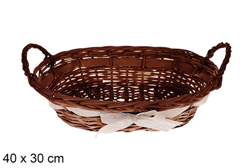 [123604] Cesta ovalada caoba con lazo Trevonel 40x30 cm