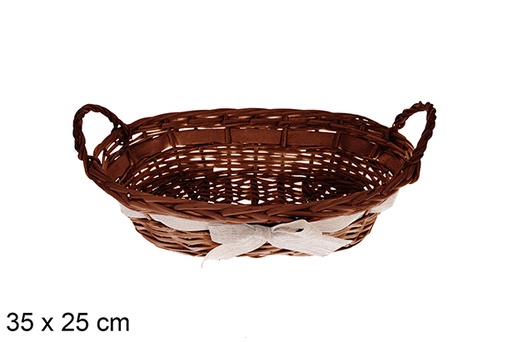 [123605] Cesto oval de mogno com laço Trevonel 35x25 cm