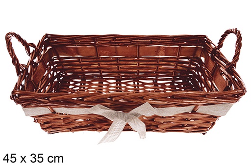 [123612] Vamirel rectangular mahogany basket with bow 45x35 cm