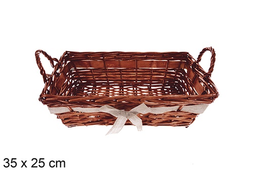 [123614] Vamirel rectangular mahogany basket with bow 35x25 cm 