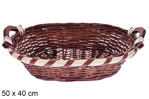 [123640] Panier ovale Avelia en acajou 50x40 cm