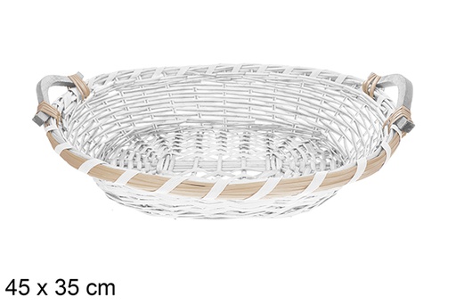 [123647] Panier ovale blanc Avelia 45x35 cm