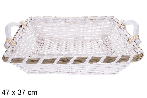 [123655] Cesta rectangular blanca Avelia 47x37 cm