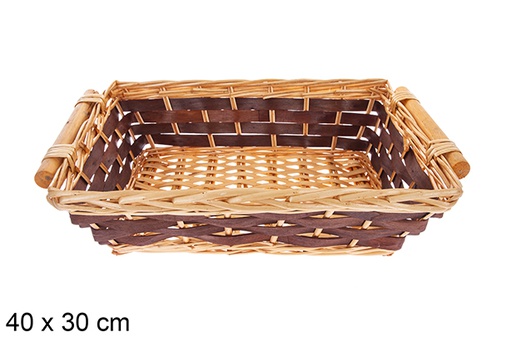 [123668] Selvionte rectangular honey/mahogany basket 40x30 cm
