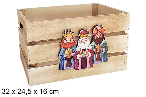 [123720] Natural wood box decorated with the Three Wise Men 32x24.5x16cm