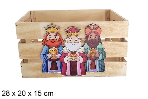 [123721] Natural wood box decorated with the Three Wise Men 28x20x15cm 