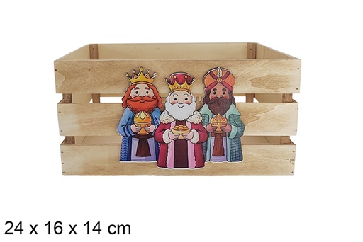 [123722] Natural wood box decorated with the Three Wise Men 28x20x15cm 