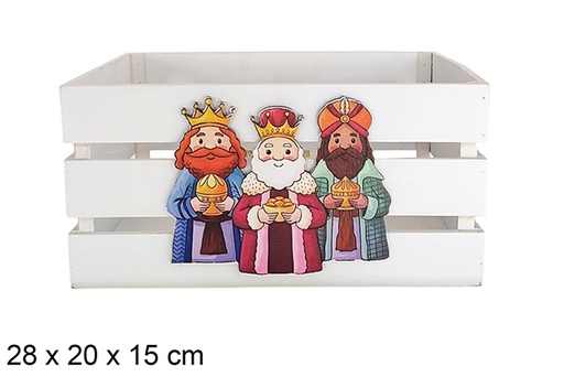 [123725] White wooden box decorated with the Three Wise Men 28x20x15cm