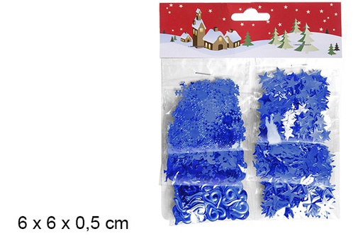 [123744] Formes de décoration de Noël en plastique couleur bleue 6 cm
