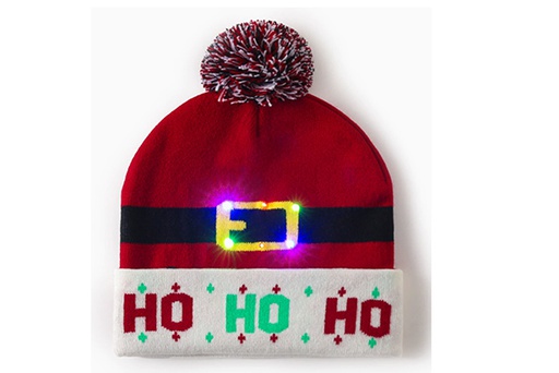 [123749] Cappello di Natale ho ho ho con LED