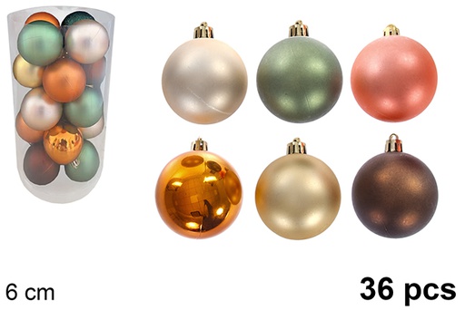 [123781] Pack 36 palline cilindriche glitterate/opache assortite 6 cm