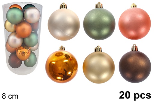 [123783] Pack 20 assorted glitter/matte cylindrical balls 8 cm