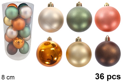 [123784] Pack 36 palline cilindriche glitterate/opache assortite 8 cm