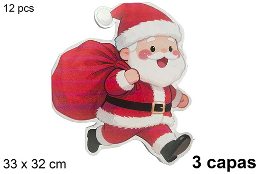 [123786] Pack 12 tovaglioli a forma di Babbo Natale a 3 veli con sacco 33x32 cm