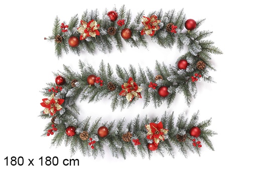 [123819] Branche de Noël décorative verte et rouge 180x180 cm