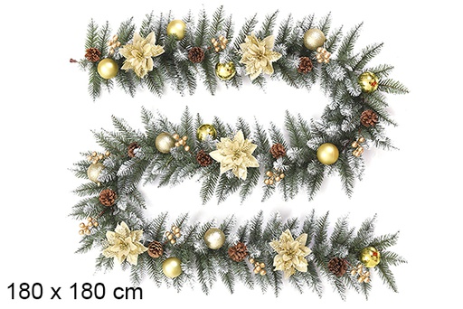 [123820] Ramo de Natal decorativo verde/dourado 180x180 cm