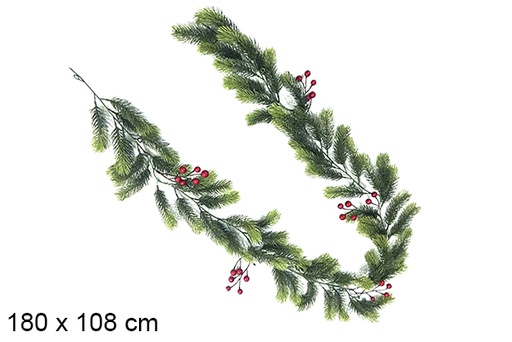 [123823] Ramo verde con frutta, ornamento decorativo natalizio, 180x108 cm