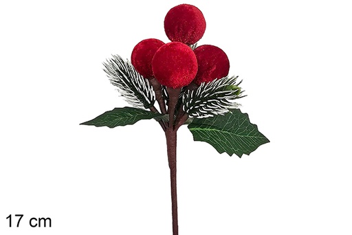 [123856] Ramo di Natale rosso 17 cm