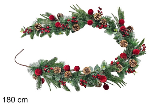 [123861] Branche de Noël verte/rouge 180 cm