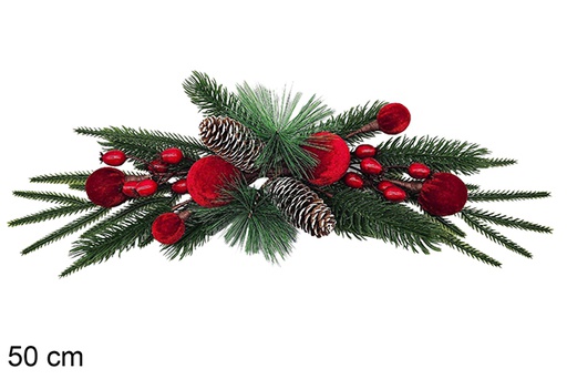 [123862] Branche de Noël verte/rouge 50 cm