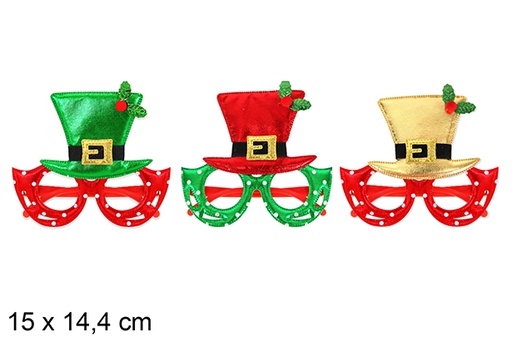 [123881] Lunettes de Noël assorties en forme de chapeau, 15 x 14,4 cm