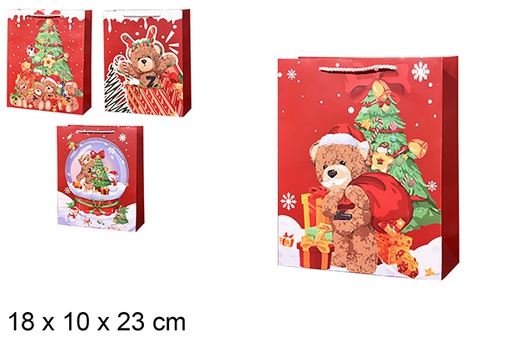[123897] Bolsa regalo Navidad roja decorada 18x10x23 cm (S)