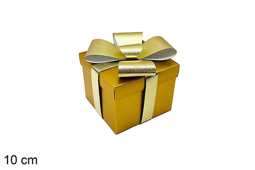 [123915] Caja regalo Navidad oro con lazo 10 cm