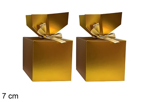 [123926] Set of 2 gold Christmas boxes, 7cm