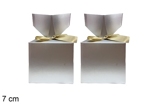 [123928] Set of 2 silver Christmas boxes, 7cm