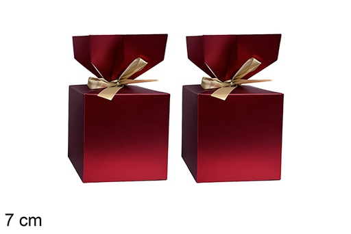 [123930] Set di 2 scatole natalizie rosse, 7 cm