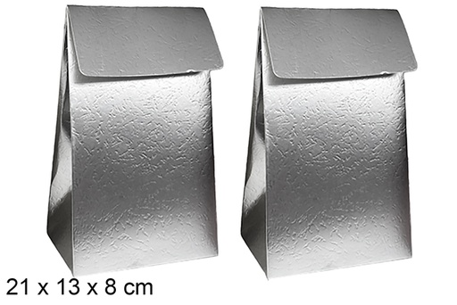 [123935] Set 2 bolsas plata de regalo Navidad 21x13x8 cm
