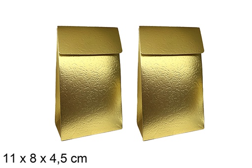 [123944] Lot de 2 sacs cadeaux de Noël dorés 11 x 8 x 4,5 cm