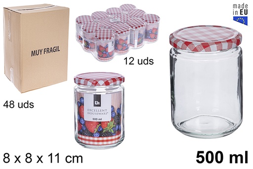 [123962] Bote cristal redondo tapa vichy 500 ml