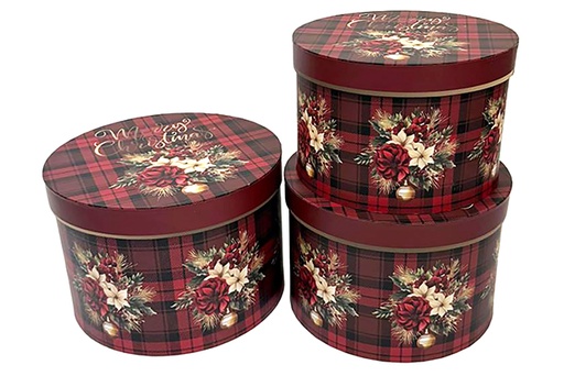 [123967] Pack 3 caixas de papelão decoradas de Natal 24.7x17 cm
