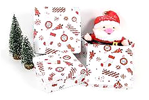 [123980] Pack 3 caixas de papelão decoradas de Natal 19.5x19.5x9.5 cm-2