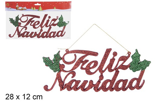 [100866] Colgante Feliz Navidad rojo