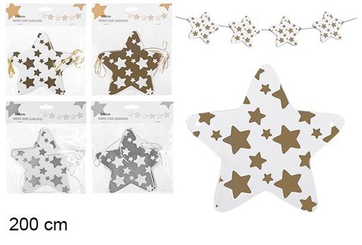 [101148] Assorted gold/silver star garland 200 cm