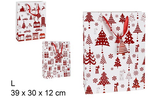 [101160] Bolsa regalo Navidad decorada negra/roja surtido 39x30 cm