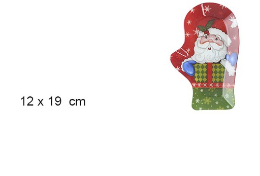 [101234] Glove shaped glass tray with Santa Claus 12x19 cm