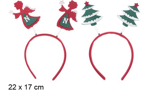 [102198] Bandeau de Noël ange/arbre 22x17 cm