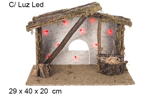 [102250] Cabane vide avec 10 LED à piles 29x40 cm