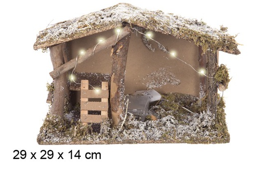 [102320] Cabane enneigée avec lumières blanches froides à piles 29 cm 